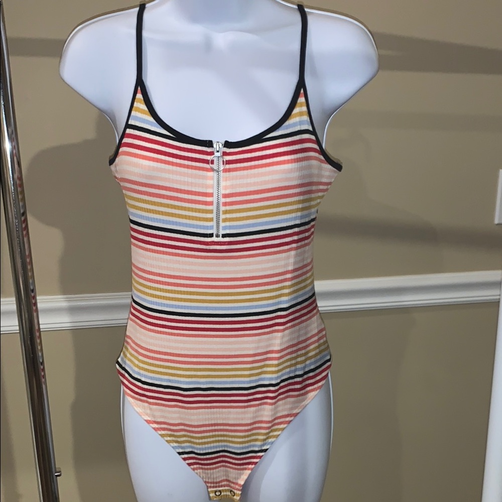 Express Multicolor Striped Ribbed Bodysuit - Picture 2 of 9